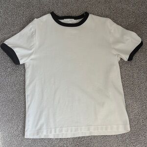 Zara unisex White/ Navy blue t-shirt
